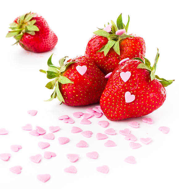 istock Fresh ripe strawberry on white background, decorated with sweet 178179057