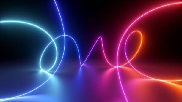 istock 3d render, abstract background with neon lines glowing in ultraviolet spectrum, festive party wallpaper 1781796782