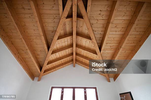 Exposed Wood Beams In The Living Room Stock Photo - Download Image Now - Architecture, Built Structure, Ceiling