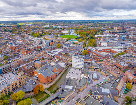 Aerial photo from drone of Chelmsford, Essex, UK.