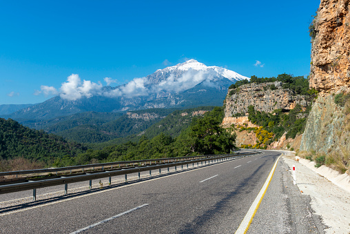 Open road in mountains on Kemer, Antalya