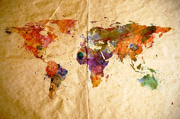 istock Watercolor world map, old paper background 178183215