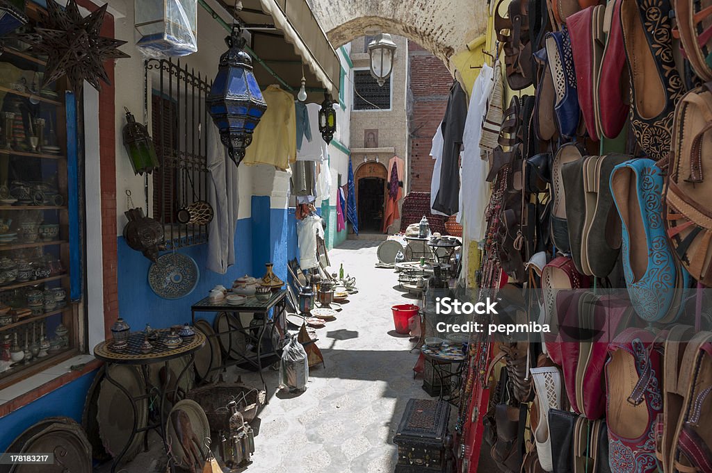 Asilah souk Some crafts for sale in the shops in Asilah. Morocco, North Africa Asilah Stock Photo