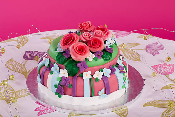 istock festive table with a pie from marzipan flowers 178183572
