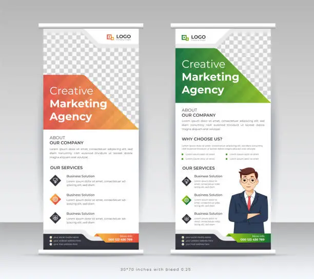 Vector illustration of Roll up banner template design ,standee design template