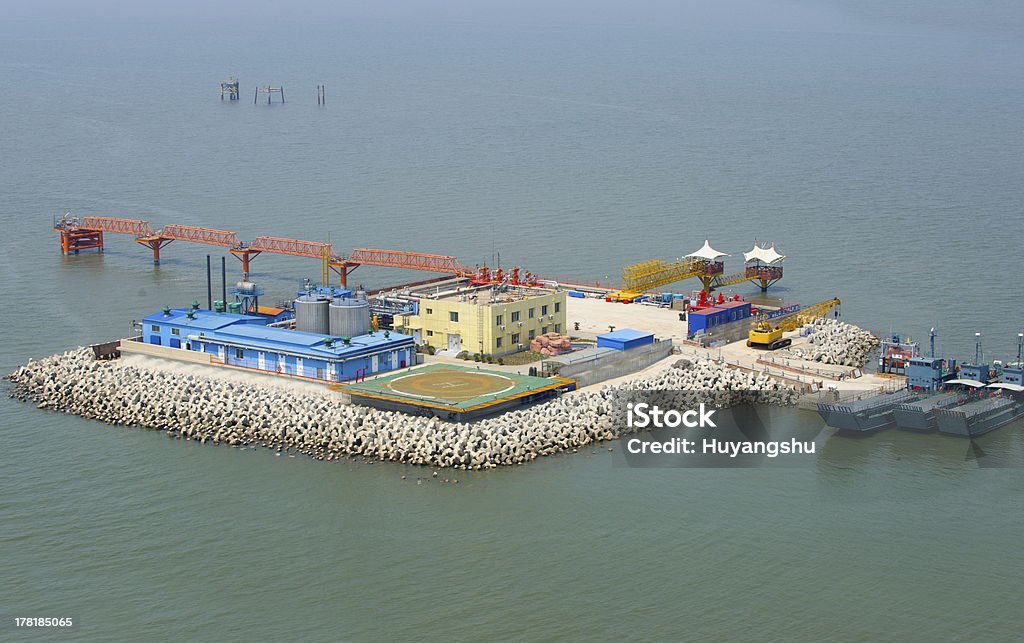 Oil production in das Meer von oben. - Lizenzfrei Ansicht aus erhöhter Perspektive Stock-Foto