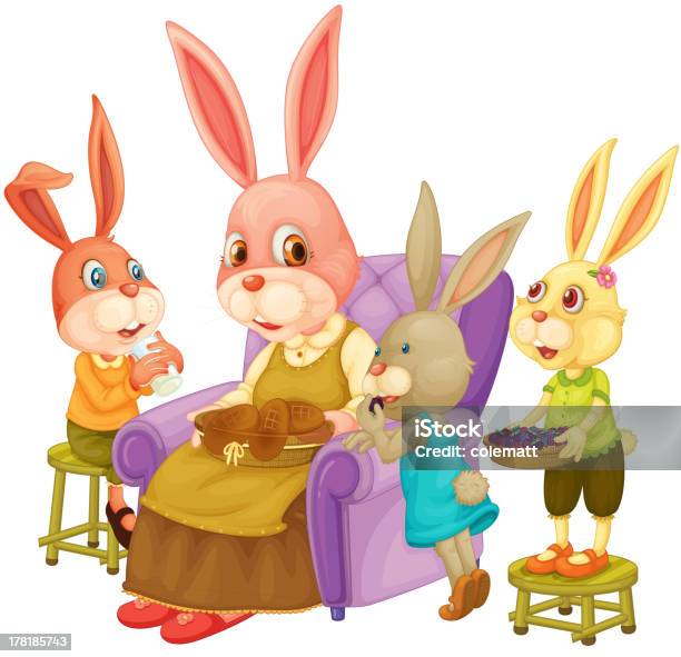 Coniglio Famiglia - Immagini vettoriali stock e altre immagini di Cestino - Cestino, Nonna, Coniglietto