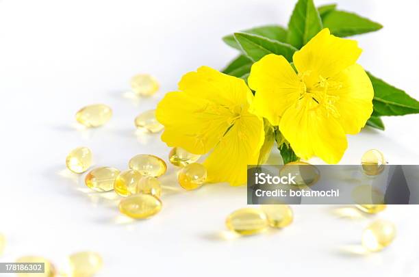 Evening Primrose With Capsules Stock Photo - Download Image Now - Capsule - Medicine, Evening Primrose, Flower