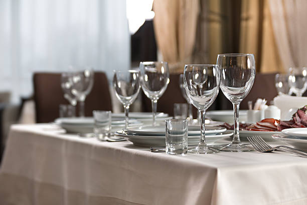 Table set for event party or wedding reception stock photo