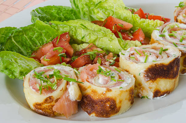 istock Stuffed pancakes with smoked salmon and fresh cheese 178187681