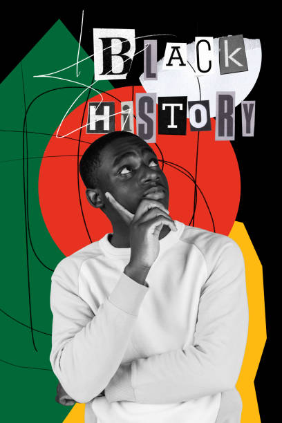 istock Young African-American man with thoughtful face over black background with colorful elements. Contemporary artwork. Black history month, freedom and acceptance 1781891099