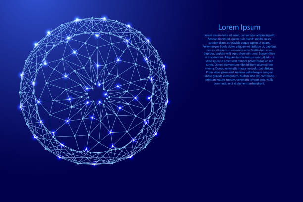 istock Orange citrus fruit, cut, sectors, from futuristic polygonal blue lines and glowing stars for banner, poster, greeting card 1781891152