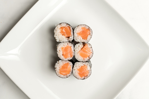 Fresh salmon sushi roll