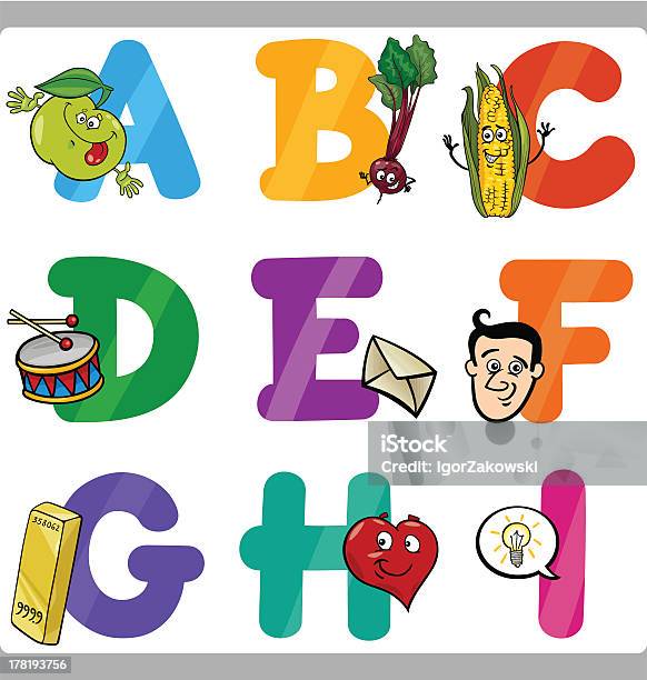 Educação Mulher Alfabeto Letras Para Crianças - Arte vetorial de stock e mais imagens de Alfabeto - Alfabeto, Aprender, Banda desenhada - Produto Artístico