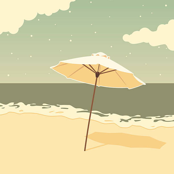 Vector umbrella on beach vector art illustration