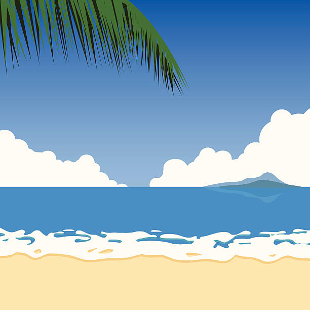 Vector beach landscape vector art illustration