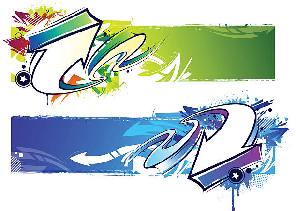 2 streszczenie graffiti banery - graffiti wall backgrounds grunge stock illustrations