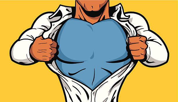 illustrations, cliparts, dessins animés et icônes de noir super-héros de la poitrine - superhero human muscle men city