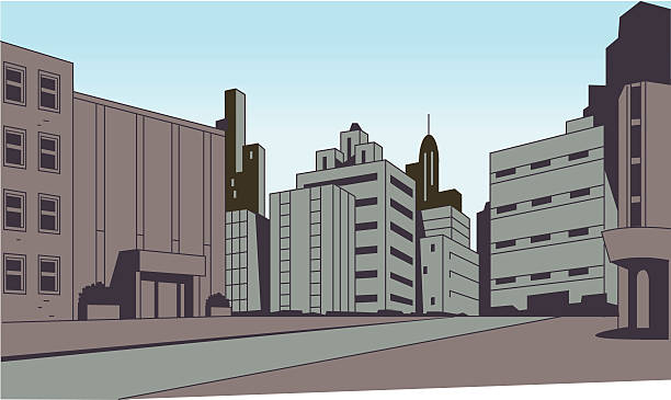 Comics City Street Scene Background vector art illustration