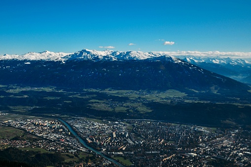 Montreux cityscape: lake Geneva and Alps