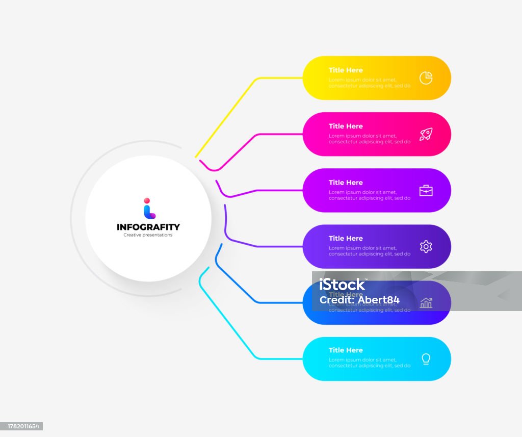 Central Circle With 6 Rounded Elements Infographic Flowchart Template ...