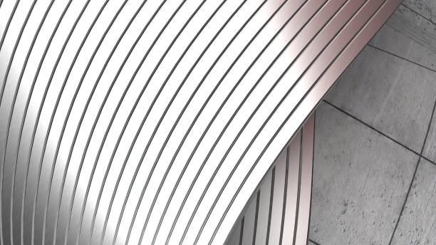 istock Elegant and Modern 3D Rendering abstract background of silver that expresses the luxury of metal plates and concrete delicate Bezier curves 1782016881