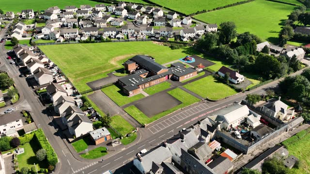 Aerial view of Cloughmills Primary School Cloughmills Ballymena Co Antrim Northern Ireland