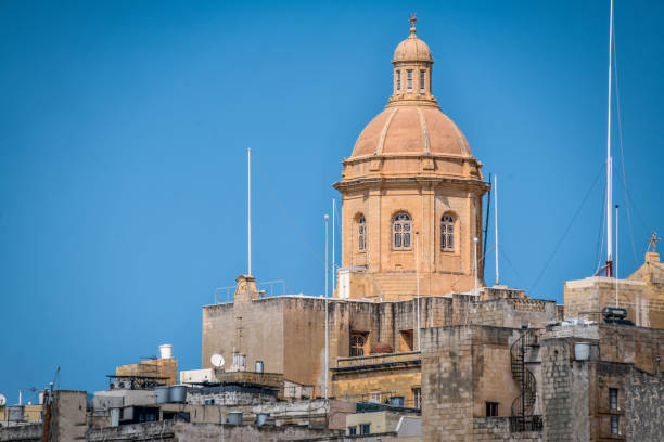 Tas-Sliema, Malta - 03 03 2024: Dome of St Paul's Pro-Cathedral, Valletta