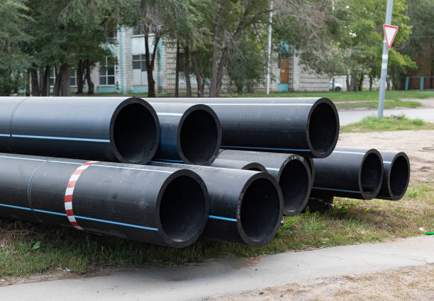 istock Replacement of sewer pipes. New pipes close-up. 1782036737