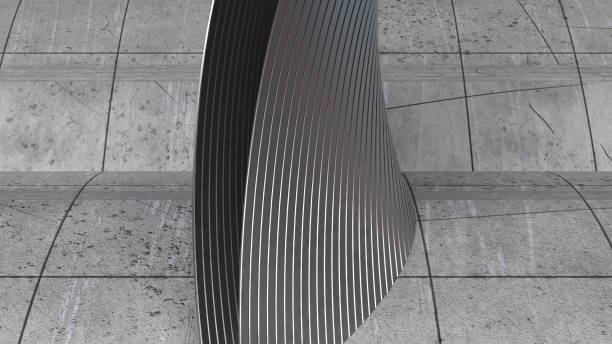 istock Modern Art Silver Elegant Modern 3D Rendering Abstract Background with Metal Plate and Concrete Bezier Curves 1782039604