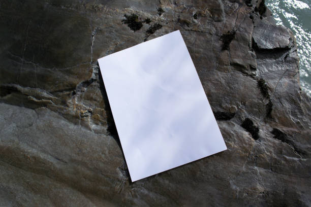 istock Mockup of sheet with shadow on stones in diffused sunlight 1782064925