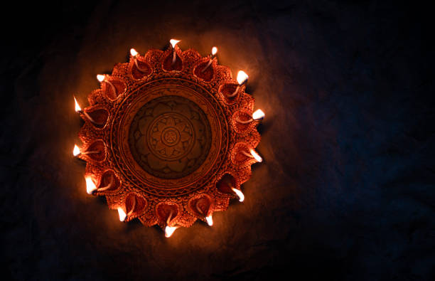 istock Happy Diwali background flatly image of Diwali Diya with copy space 1782065475