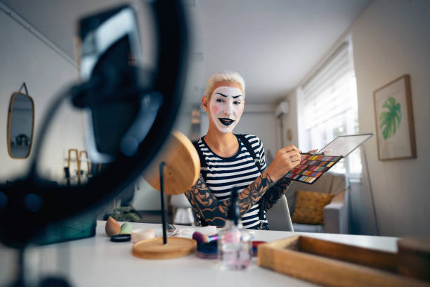 istock Mime artist vlogging at home 1782075667