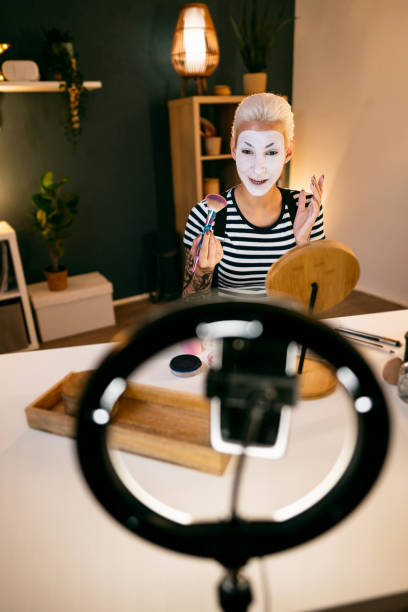 istock Mime artist vlogging at home 1782088296