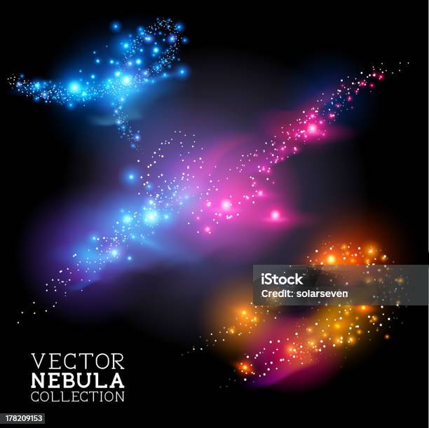 Nebulosa Vettoriale Collezione - Immagini vettoriali stock e altre immagini di Raggiante - Raggiante, Supernova, A forma di stella