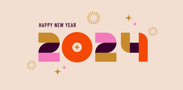 szczęśliwego nowego roku, projekt plakatu, banera i kartki - new years day stock illustrations