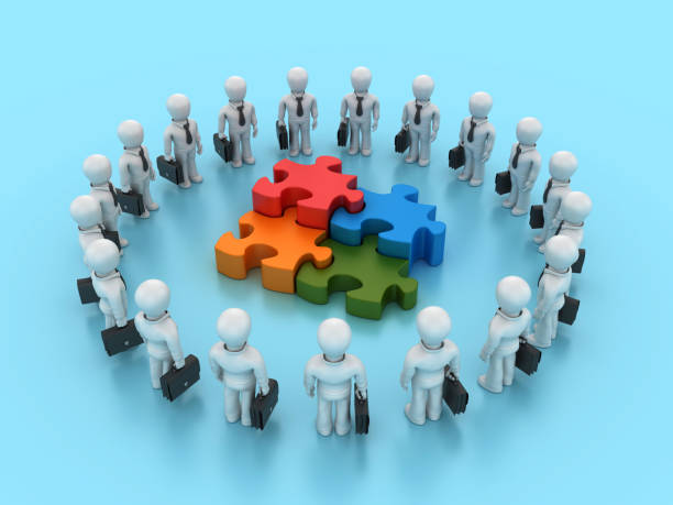istock Cartoon Business Characters Teamwork with Puzzle 1782096645
