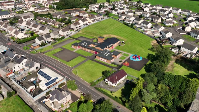 Aerial view of Cloughmills Primary School Cloughmills Ballymena Co Antrim Northern Ireland