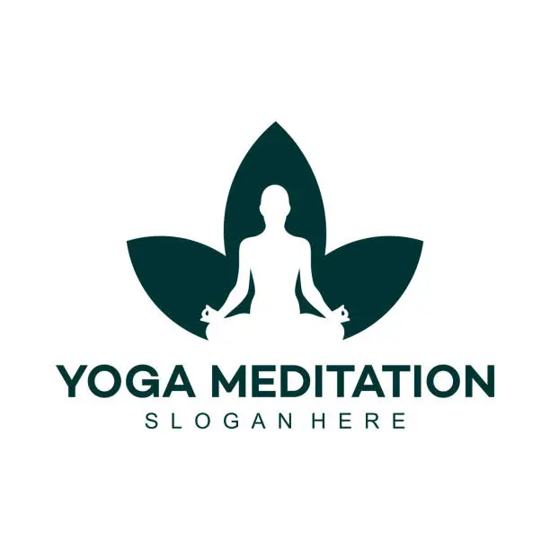 Vector illustration of yoga meditation, flower lotus vector template illustration