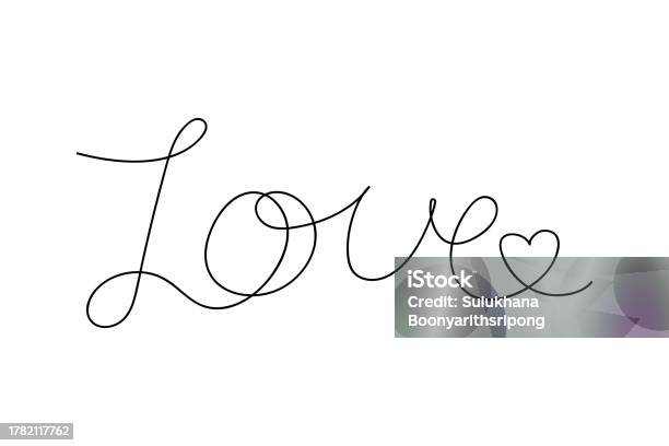 Love Line Graphics Continuous Line Drawing Art Love Hand Drawn With Black Line Stock ...
