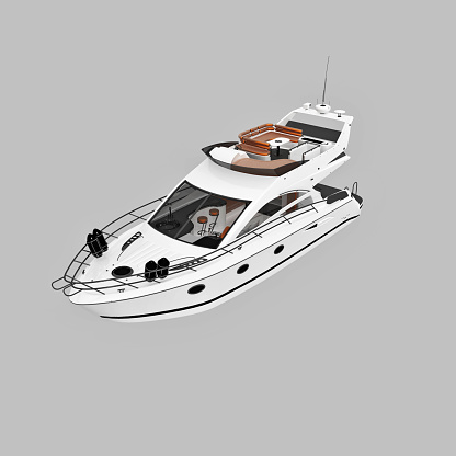 luxury sailing boat, 3d render on gray background