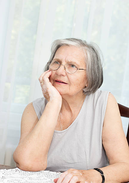 istock Pensive senior woman portrait 178212408