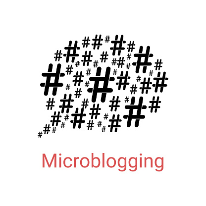 microblogging icon with speech bubble from hashtag. concept of number sign, networks and microblogger. isolated on white background. flat style trendy modern logotype design vector illustration