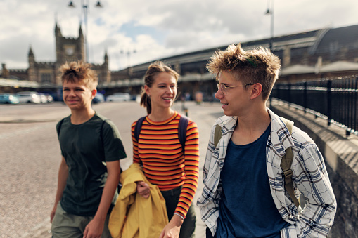 Teenagers walking by the Bristol Temple Meads railroad station.
Shot with Canon R5