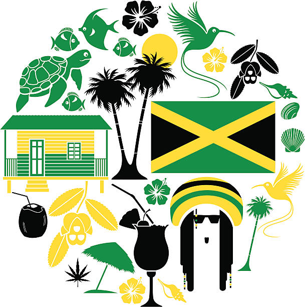 자메이카식 아이콘 세트 - jamaican culture stock illustrations