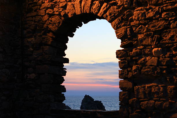 Portovenere, view through the arch stock photo