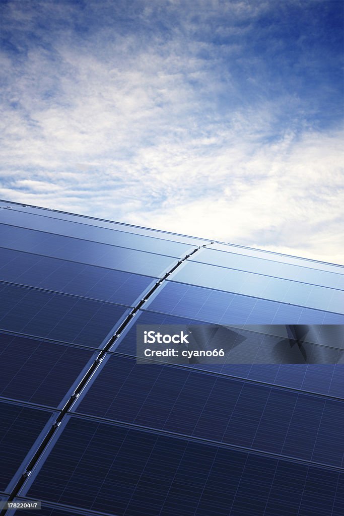 Solar Panels Green energy. Solar Panels in clear blue sky Blue Stock Photo