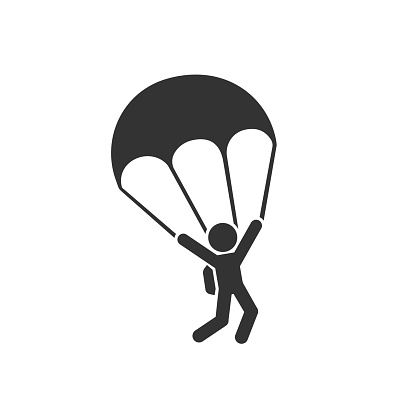 Parachute sport illustration. parachutist icon in modern flat sign vector