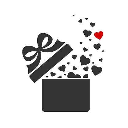 istock Gift box with heart icon set. St. Valentine's Day simple illustrations in line and solid styles. Love symbols 1782206627