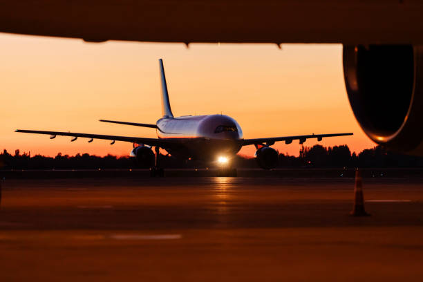 istock Landing plane during beautiful sunset at airport 1782210300
